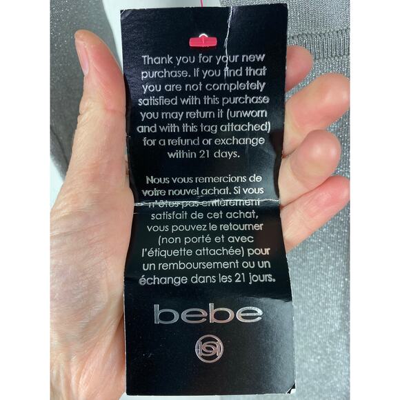 NWT Bebe Women's Size XS Silver Metallic Keyhole Neck Bodycon Mini Dress - Picture 4 of 7